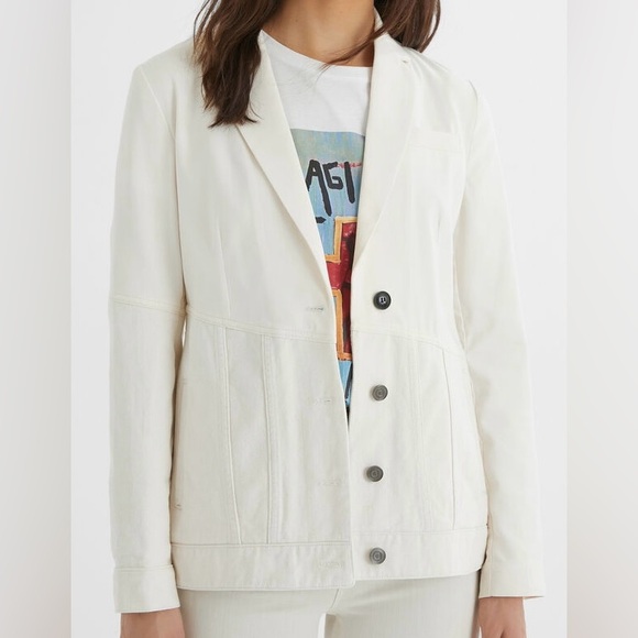 Desigual Hybrid Denim Blazer – Off-White Linen-Cotton Blend (Size 38 / NWT) - Picture 2 of 16